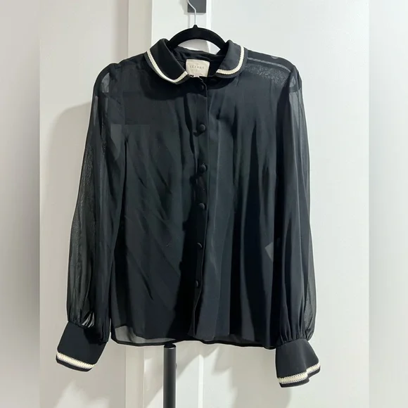 100% silk Size 36 or US 4 Sézane sheer top - Picture 5 of 7